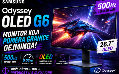 Samsung Odyssey OLED G6 donosi 500Hz osvežavanje i novu dimenziju gejming performansi