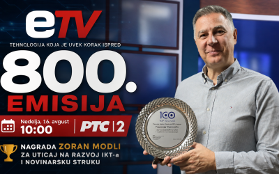 Jubilarna 800. emisija eTV ove nedelje na RTS-u — autorskom timu nagrada „Zoran Modli